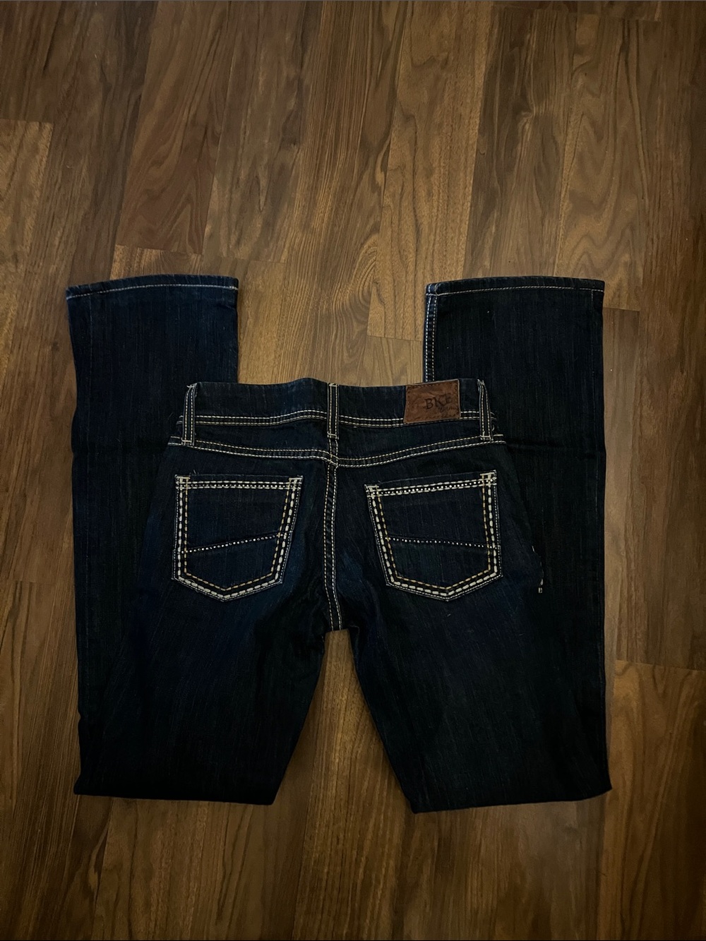 BKE Dark Blue Bootcut Jeans with Contrast Stitching - Picture 2 of 2